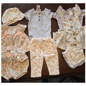 Nicole Miller New York Baby Girl 0-3M Floral Ruffle Lot 8 Pieces Blue Pink Pur